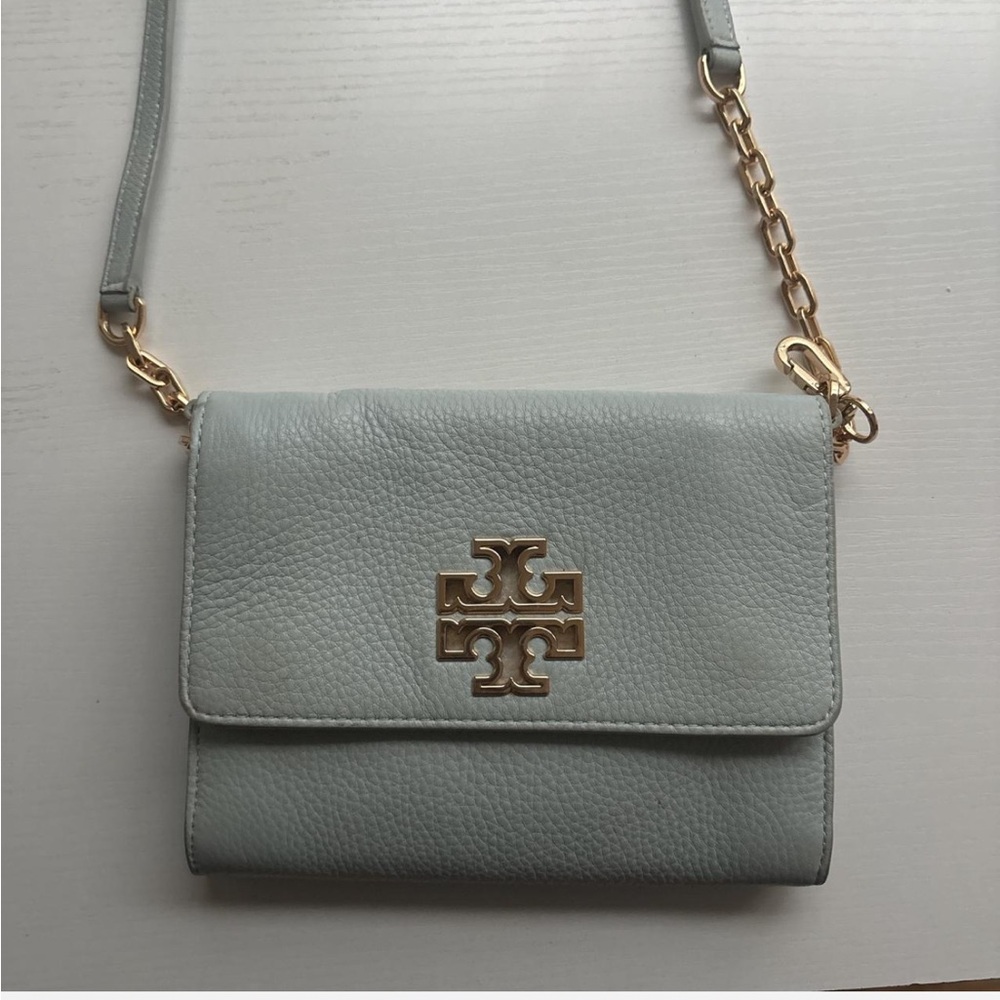 Tory Burch Blue Crossbody Bag with Gold Accents